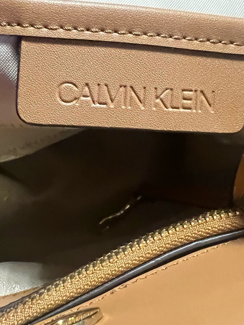 Calvin Klein Chestnut Brown Structured Satchel with Gold Hardware - Picture 6 of 9